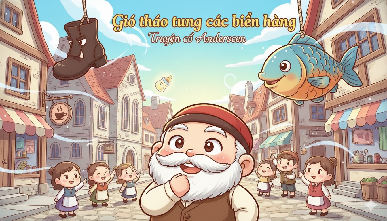 Gió tháo tung các biển hàng