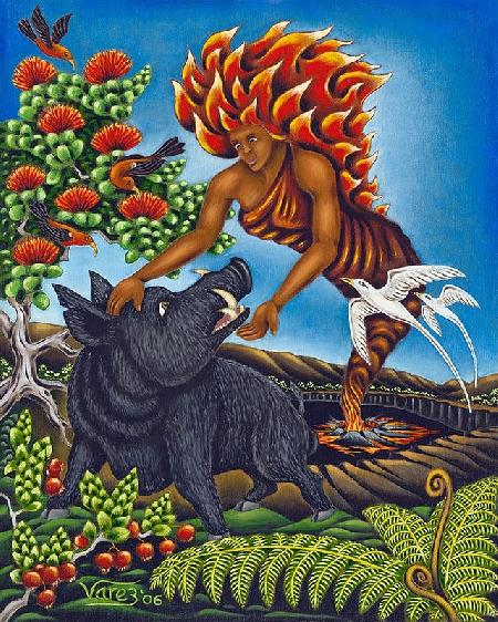 Chuyện tình của chiến binh lợn lòi Kamapua’a và nữ thần núi lửa Pele